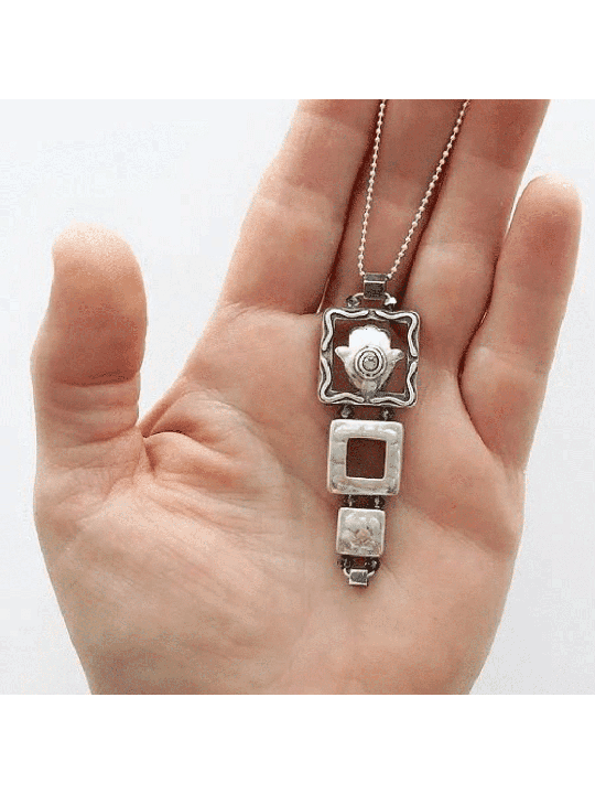 Pendentif en argent sterling Hamsa Lucky Hand, cou familial en argent sterling