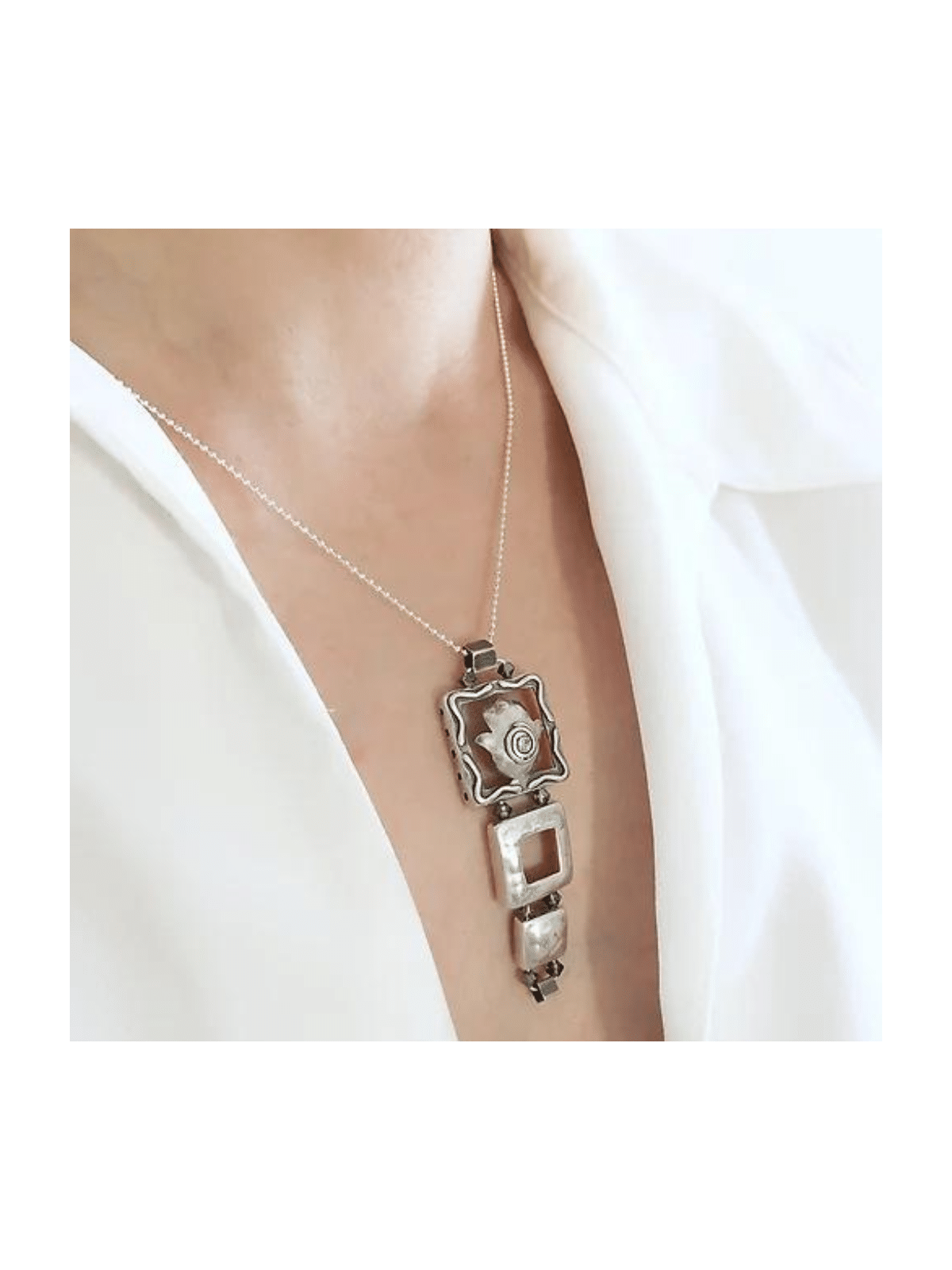 Hamsa Lucky Hand תליון כסף סטרלינג, צוואר משפחתי מכסף סטרלינג