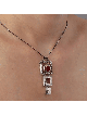 Pendentif élégant en argent sterling avec grenade rouge, famille en argent sterling