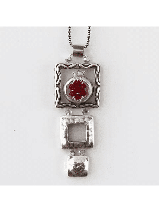 Red Stylish Pomegranate Sterling Silver Pendant , Sterling Silver Fami