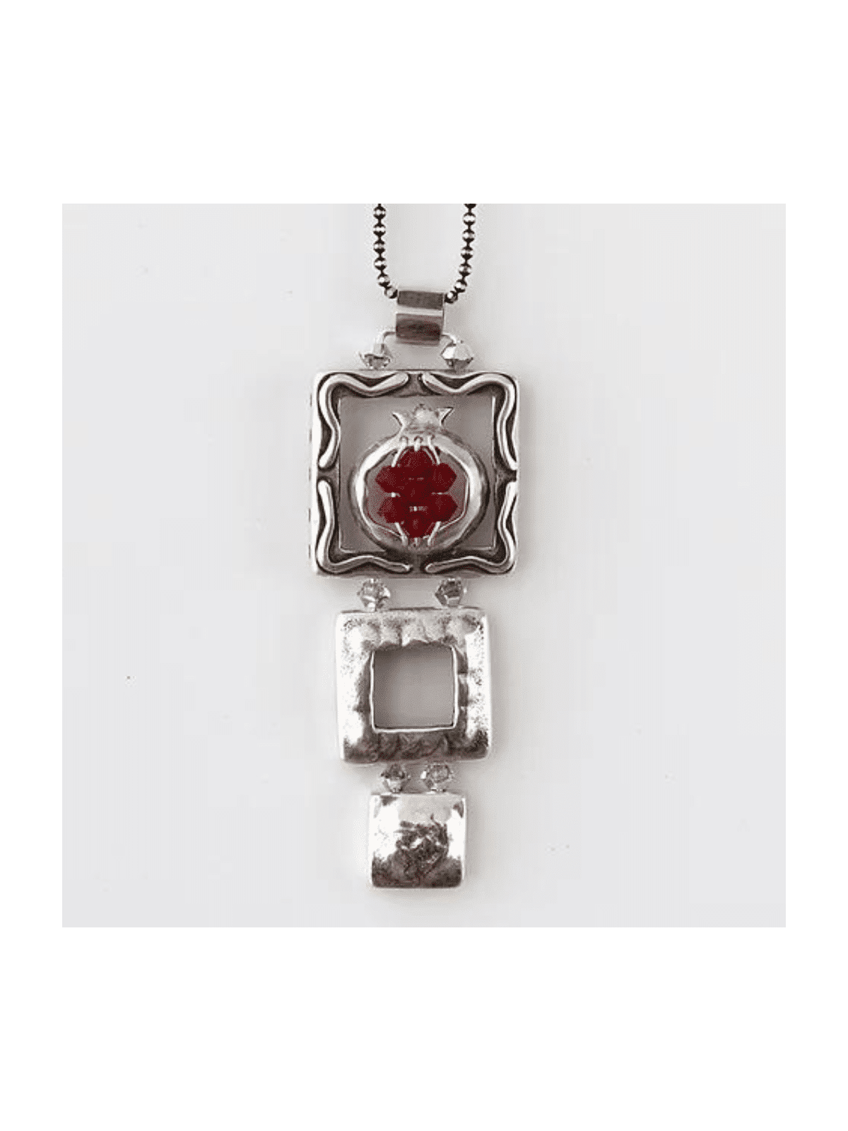 Pendentif élégant en argent sterling avec grenade rouge, famille en argent sterling
