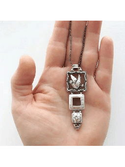 Magnifique pendentif en argent sterling Dove Peace, famille en argent sterling