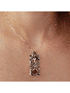 Tree and Pomegranate Silver Vertical Pendant , Sterling Silver Family