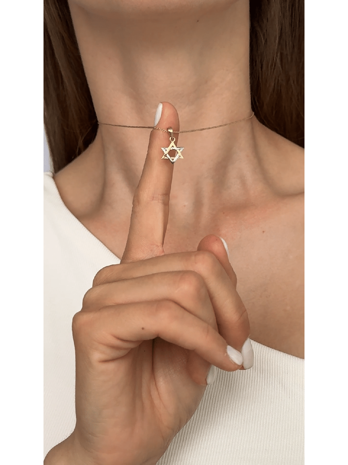 Petite étoile de David en or jaune et blanc 14 carats, cadeaux Tu B'Av, I