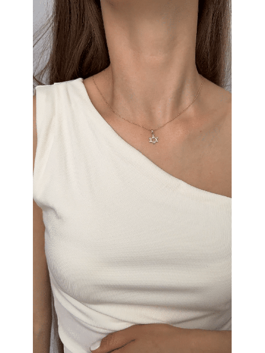 Petite étoile de David en or jaune et blanc 14 carats, cadeaux Tu B'Av, I