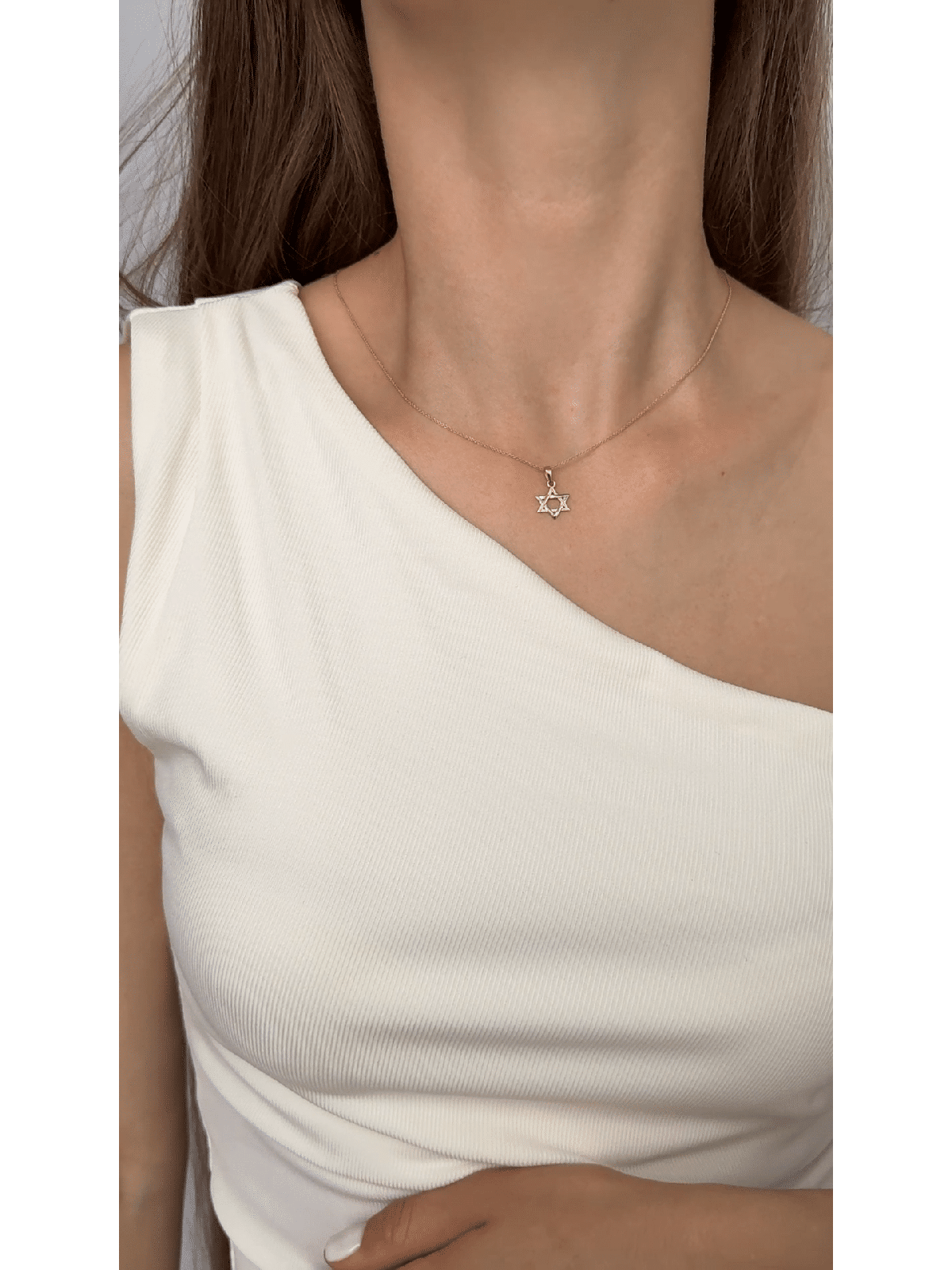 Petite étoile de David en or jaune et blanc 14 carats, cadeaux Tu B'Av, I