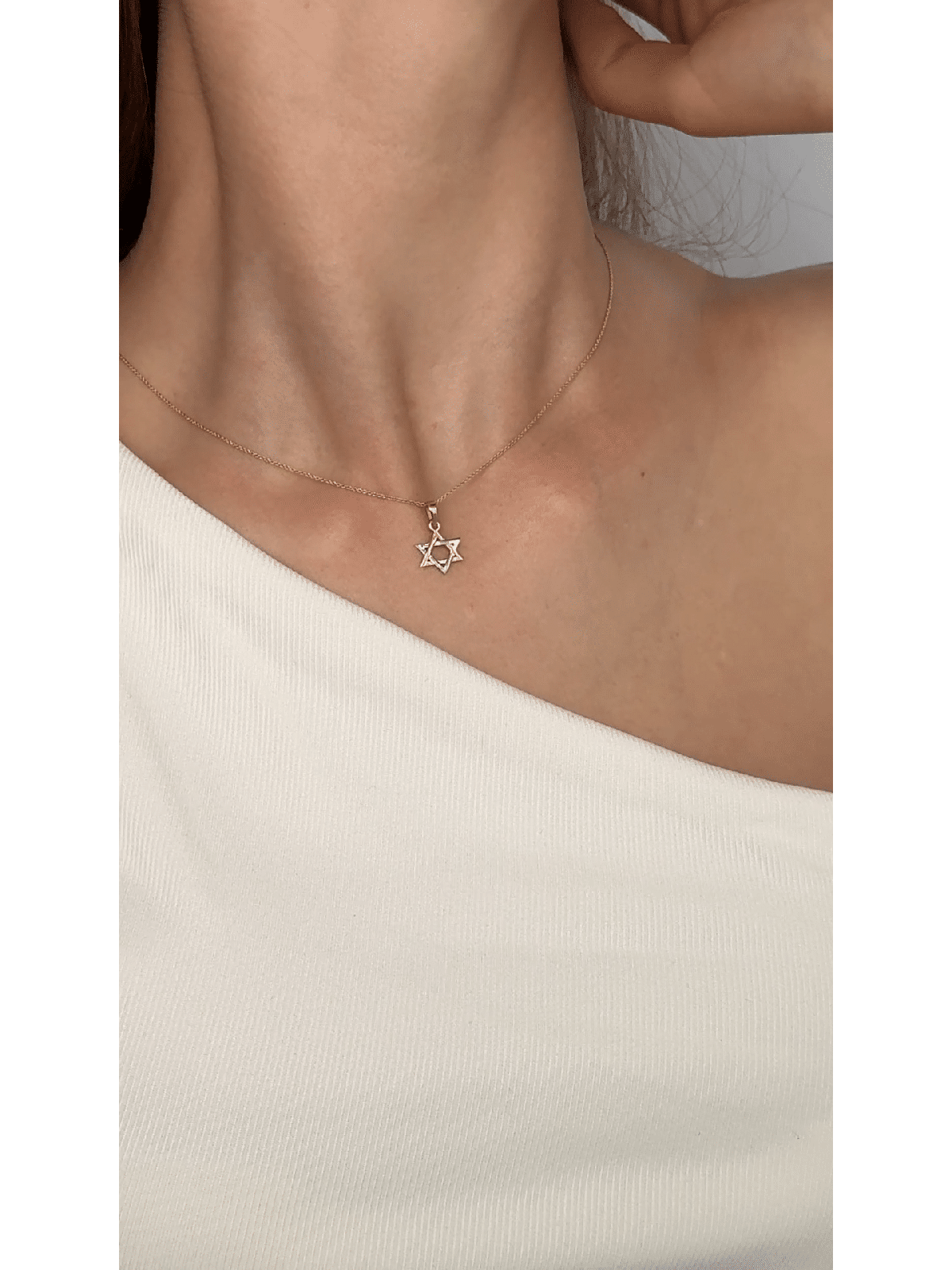 Petite étoile de David en or jaune et blanc 14 carats, cadeaux Tu B'Av, I