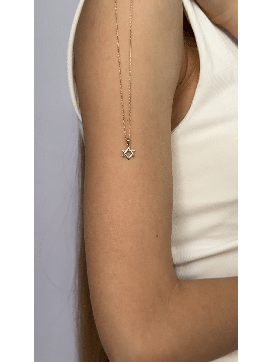 Petite étoile de David en or jaune et blanc 14 carats, cadeaux Tu B'Av, I