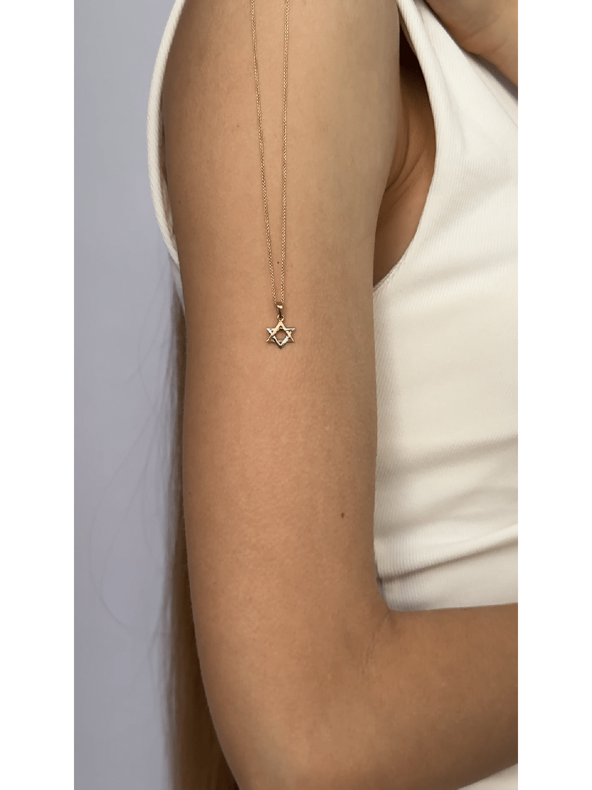 Petite étoile de David en or jaune et blanc 14 carats, cadeaux Tu B'Av, I