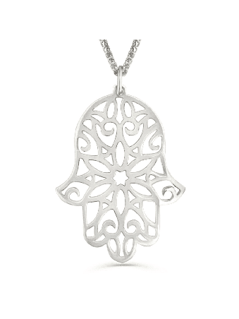 White Gold Filigree Hollow Lucky Hand Necklace , Jewish Wedding Gifts