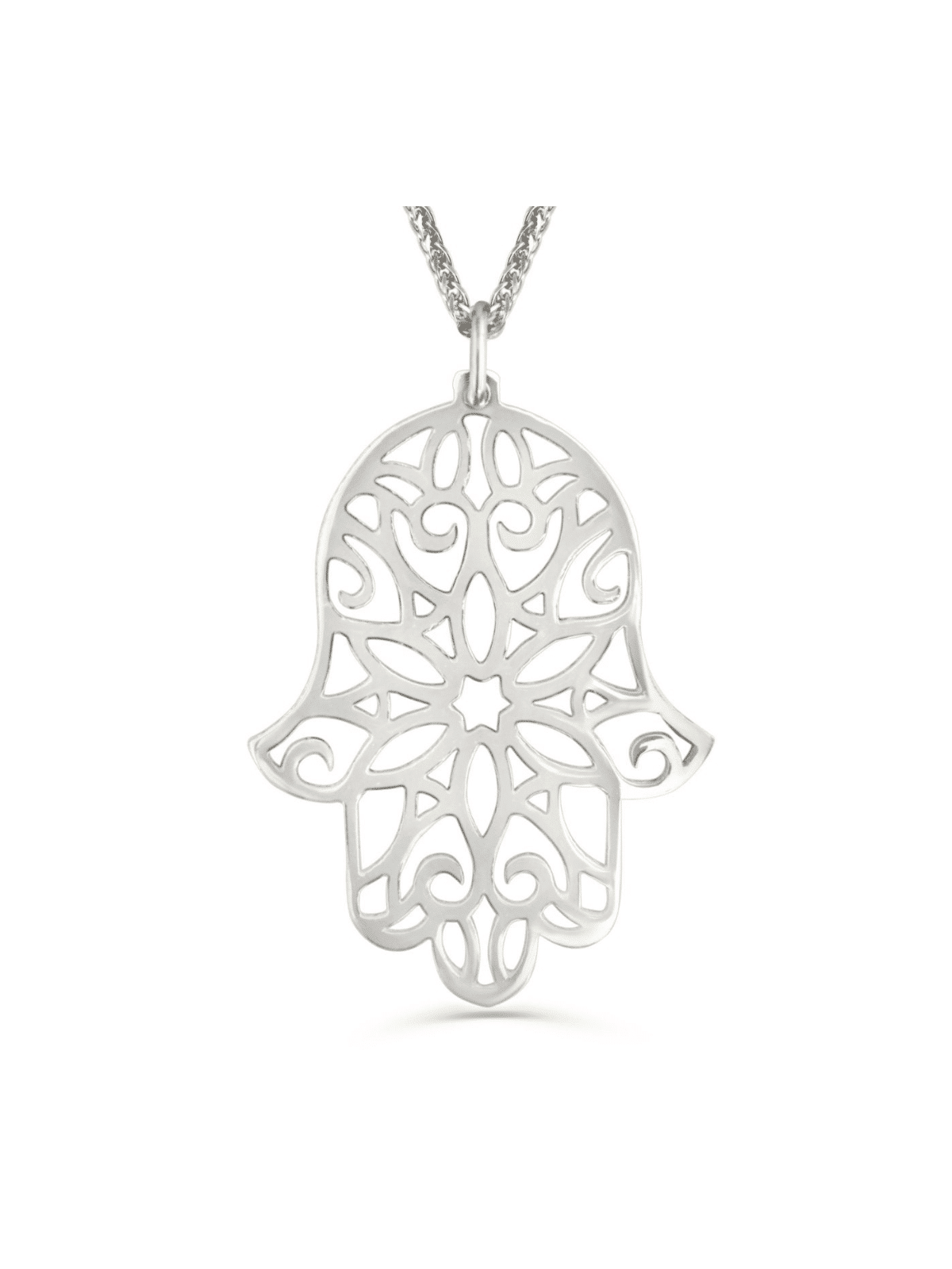 Collier chanceux creux de main de filigrane d'or blanc, cadeaux de mariage juifs