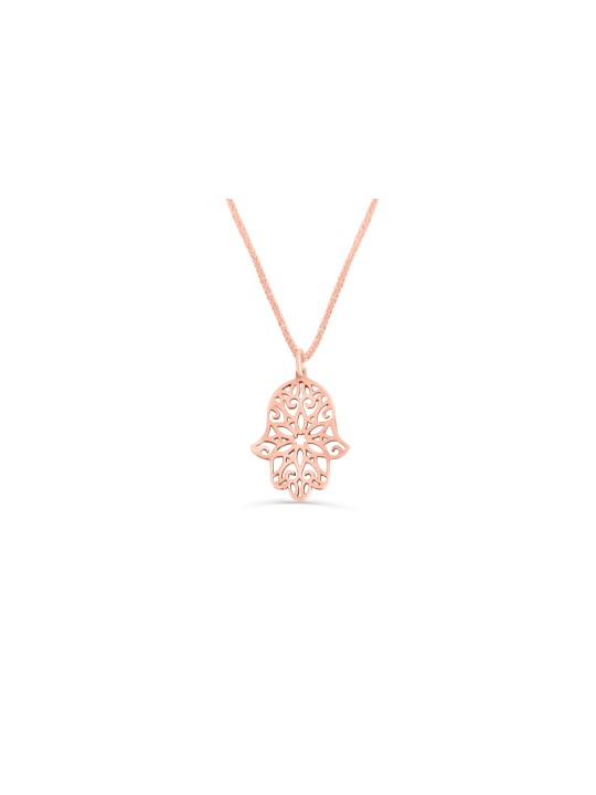 Collier chanceux creux de main de filigrane d'or blanc, cadeaux de mariage juifs