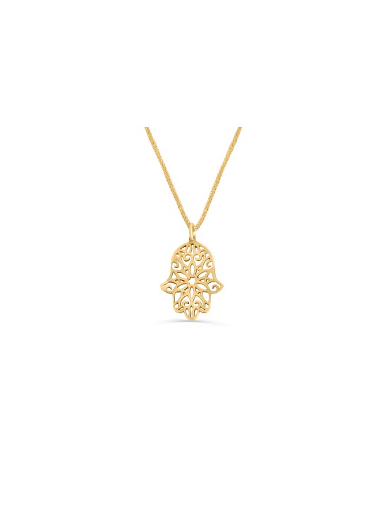 Collier chanceux creux de main de filigrane d'or blanc, cadeaux de mariage juifs