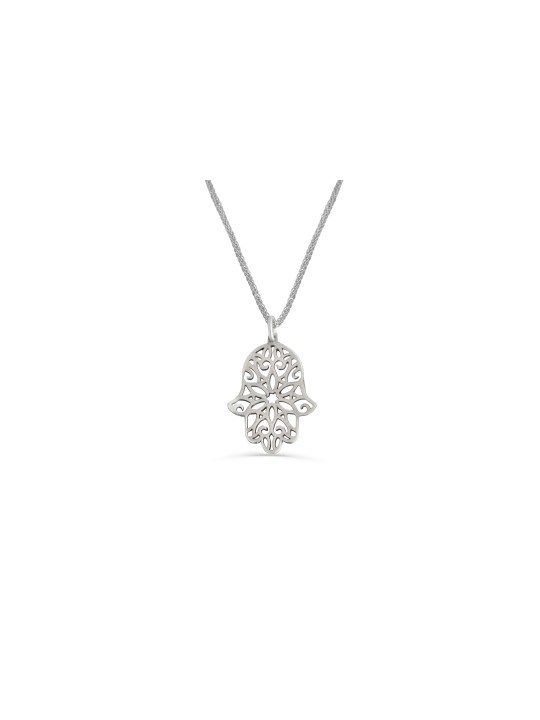 White Gold Filigree Hollow Lucky Hand Necklace , Jewish Wedding Gifts