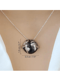 Hug the Globe Sterling Silver Pendant , Sterling Silver Family Necklac