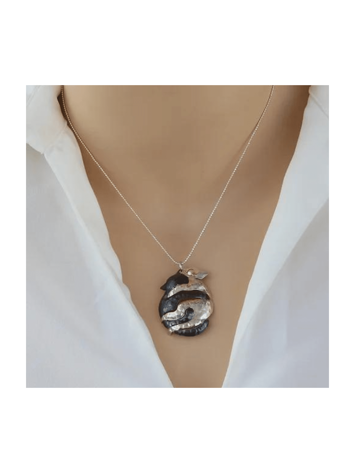 Hugging Cats Special Sterling Silver Pendant , Sterling Silver Family