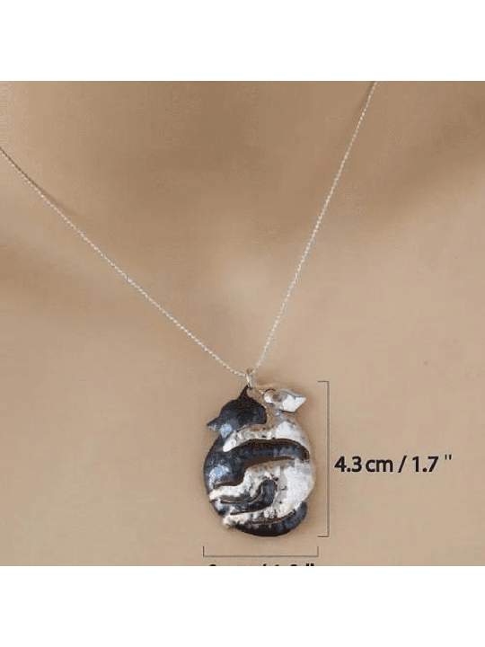 Hugging Cats Special Sterling Silver Pendant , Sterling Silver Family