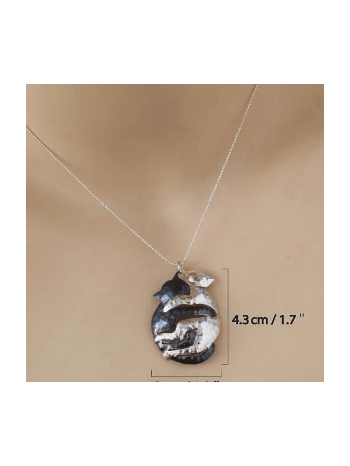 Hugging Cats Special Sterling Silver Pendant , Sterling Silver Family