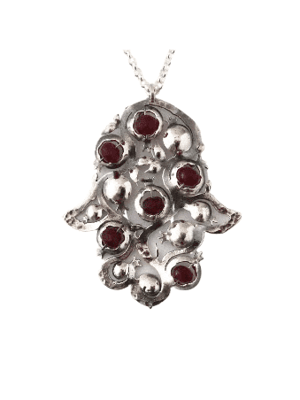 Pendentif en argent sterling embelli Hamsa de grande taille, cadeaux Tu B'Av, I