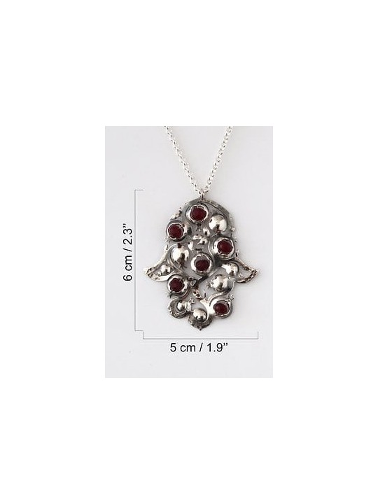 Pendentif en argent sterling embelli Hamsa de grande taille, cadeaux Tu B'Av, I