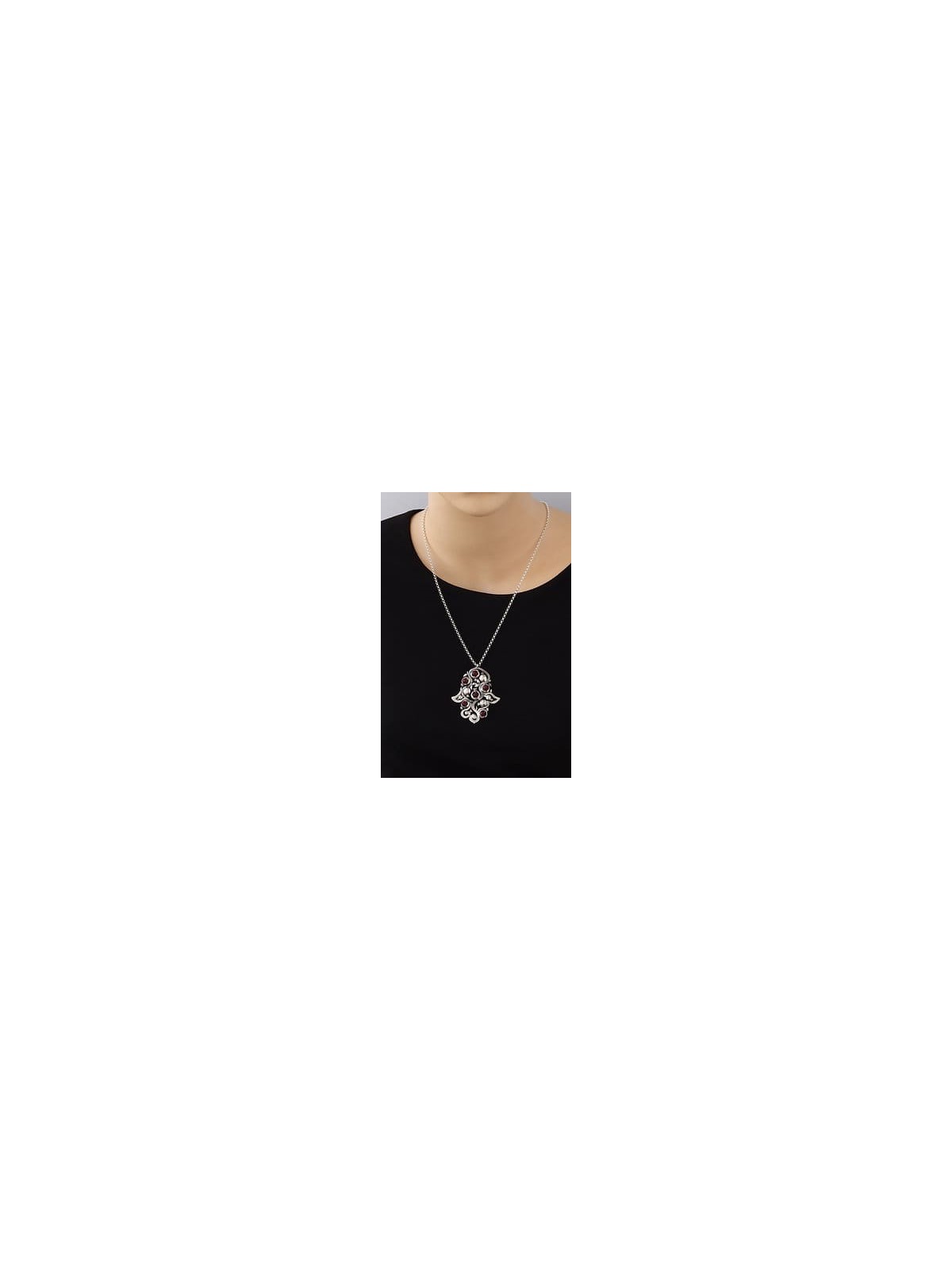Pendentif en argent sterling embelli Hamsa de grande taille, cadeaux Tu B'Av, I