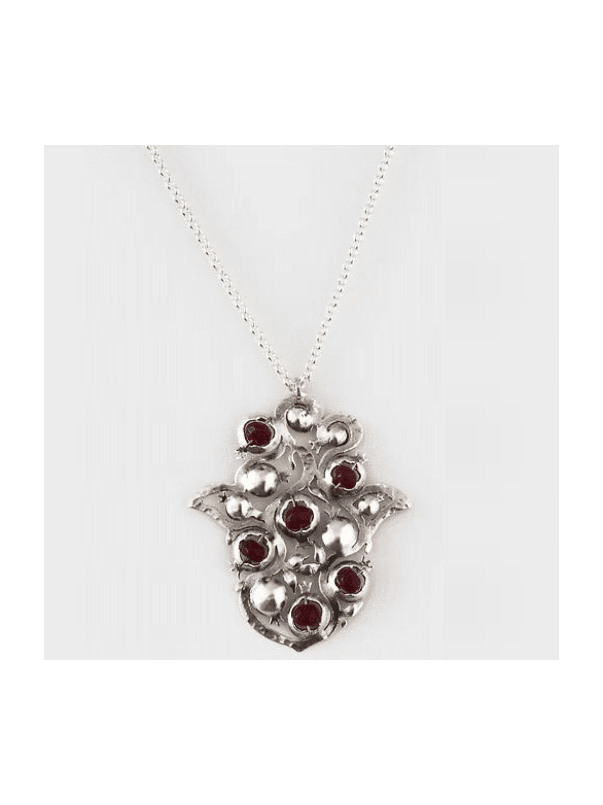 Pendentif en argent en forme de Hamsa de grande taille avec Pomegra, argent sterling F