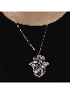 Huge Size Hamsa Shaped Silver Pendant with Pomegra , Sterling Silver F