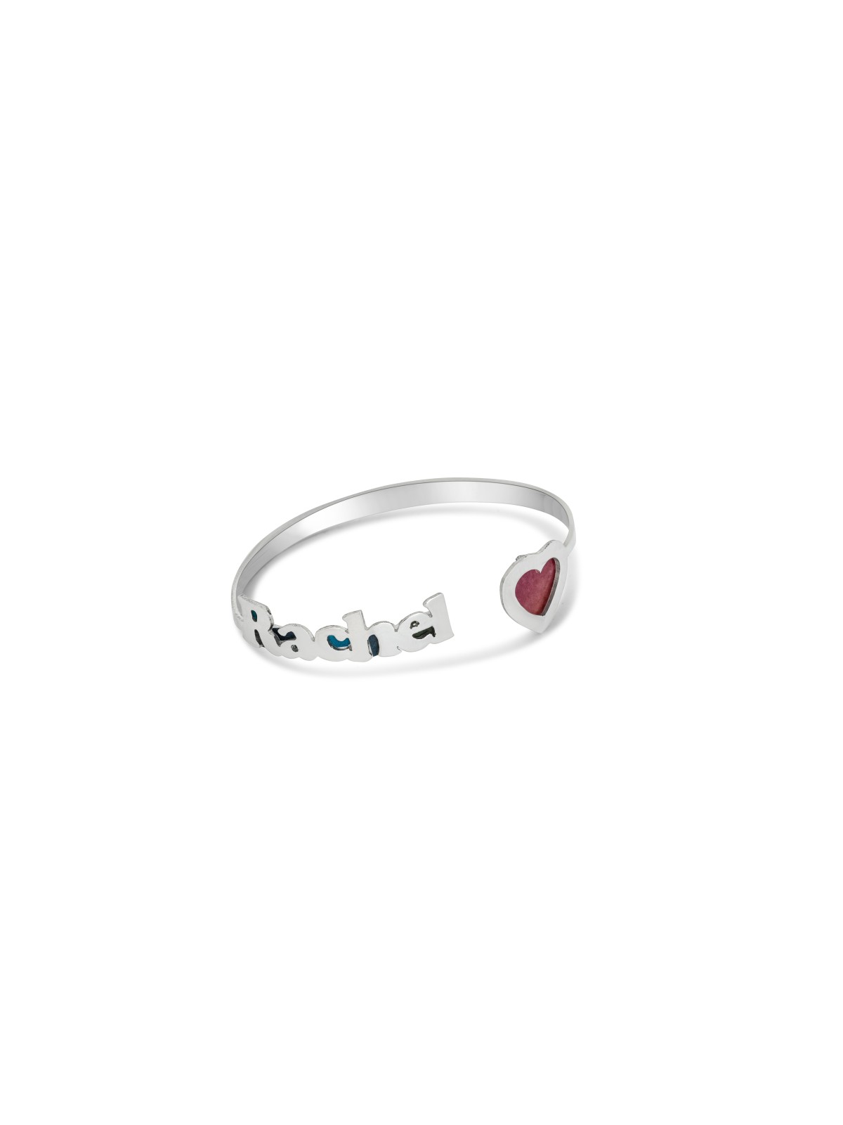 Bracelet nom émaillé ouvert avec cœur, cadeaux Tu B'Av, Judaï israélien