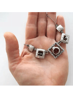 Modern 925 Sterling Silver Square Pendant With Swa , Sterling Silver F