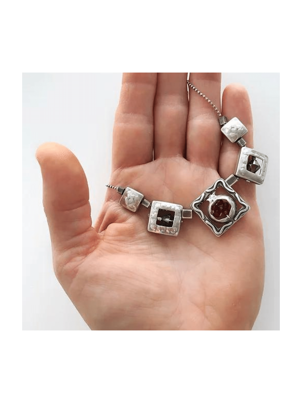 Modern 925 Sterling Silver Square Pendant With Swa , Sterling Silver F