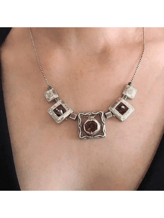 Modern 925 Sterling Silver Square Pendant With Swa , Sterling Silver F