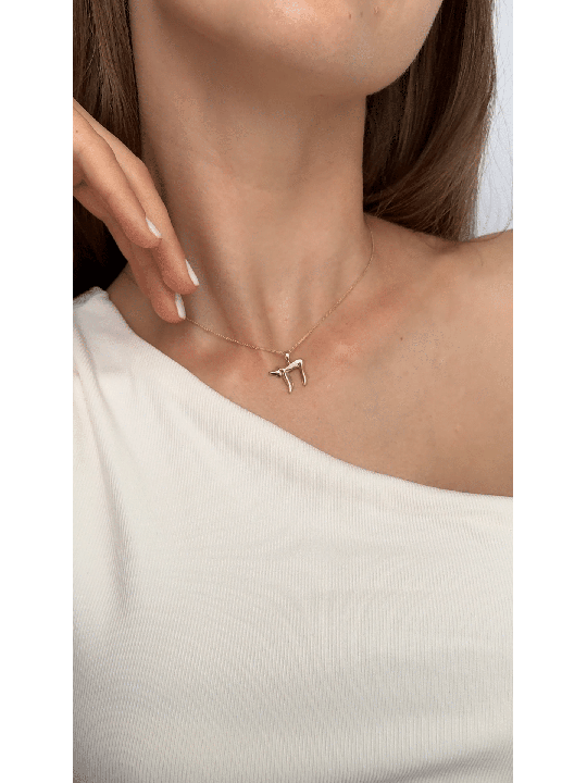 Elegant Diagonal Shape 14k Gold Medium Chai Neckla , Tu B'Av Gifts , I
