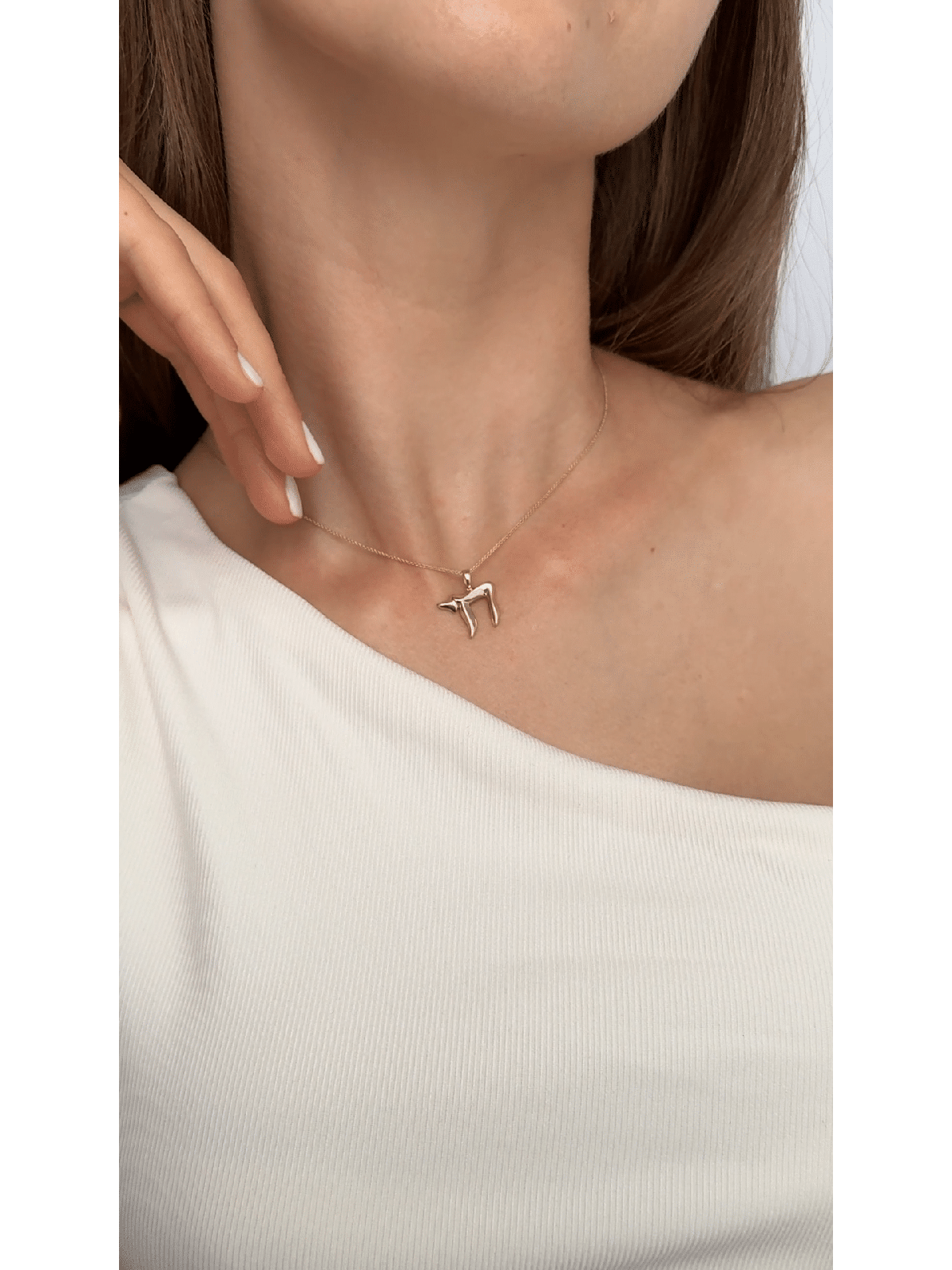 Elegant Diagonal Shape 14k Gold Medium Chai Neckla , Tu B'Av Gifts , I