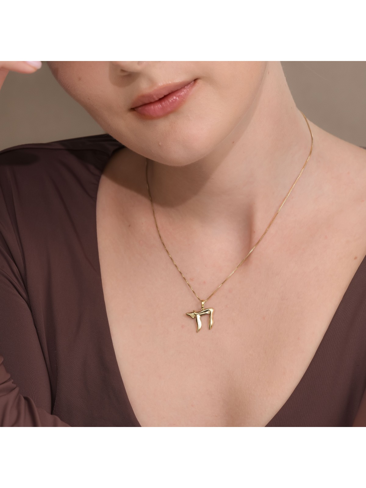 Elegant Diagonal Shape 14k Gold Medium Chai Neckla , Tu B'Av Gifts , I