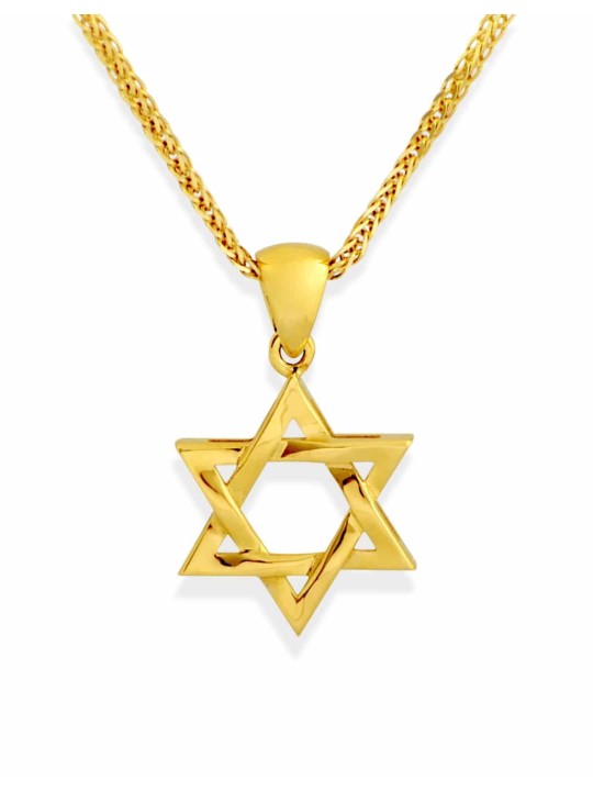 Collier élégant en or jaune 14 carats avec étoile de David, cadeaux Tu B'Av, Israël