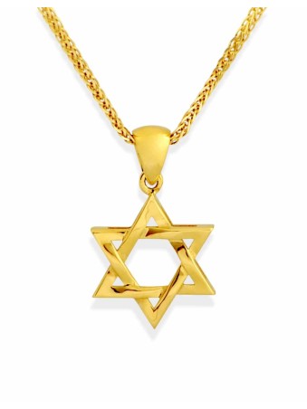 Stylish Yellow Gold 14K Star of David Necklace , Tu B'Av Gifts , Israe