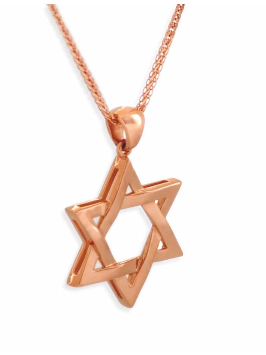 Collier élégant en or jaune 14 carats avec étoile de David, cadeaux Tu B'Av, Israël