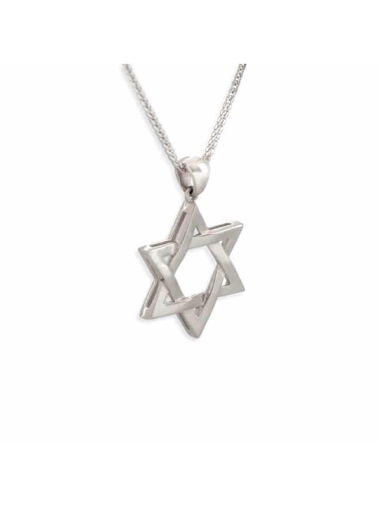 Petite étoile de David Pendentif en or blanc, Cadeaux Tu B'Av, Judaï israélien