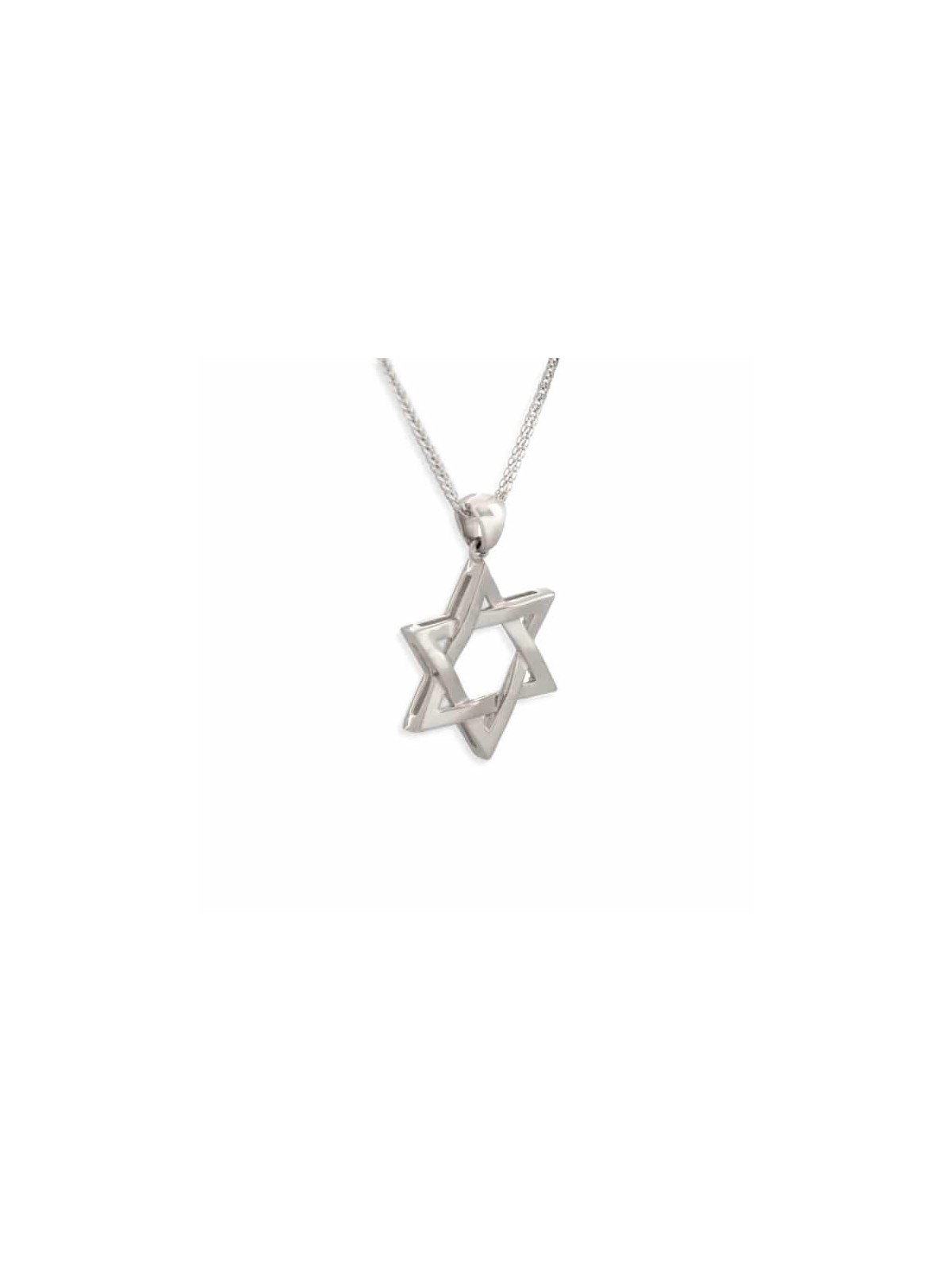 Petite étoile de David Pendentif en or blanc, Cadeaux Tu B'Av, Judaï israélien