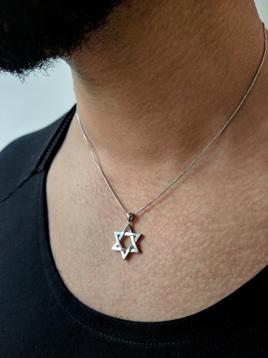Petite étoile de David Pendentif en or blanc, Cadeaux Tu B'Av, Judaï israélien