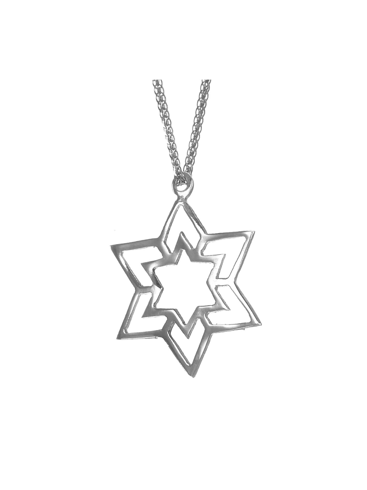 Collier double étoile de David en or blanc 14 carats, cadeaux Tu B'Av, israélien