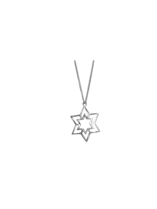 Collier double étoile de David en or blanc 14 carats, cadeaux Tu B'Av, israélien