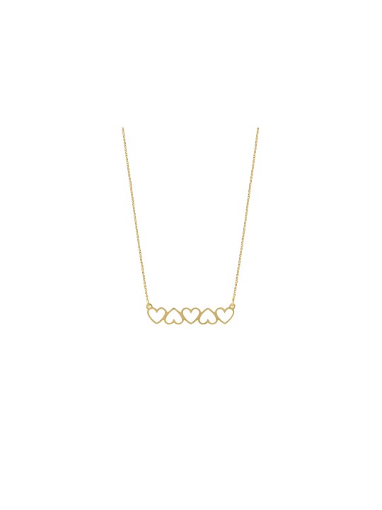 Collier horizontal creux à cinq cœurs en or 14 carats, cadeaux Tu B'Av, Isra