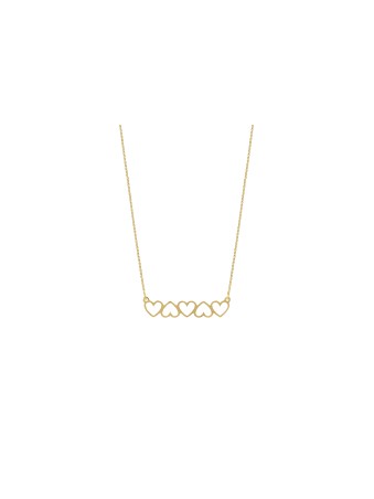 Collier horizontal creux à cinq cœurs en or 14 carats, cadeaux Tu B'Av, Isra