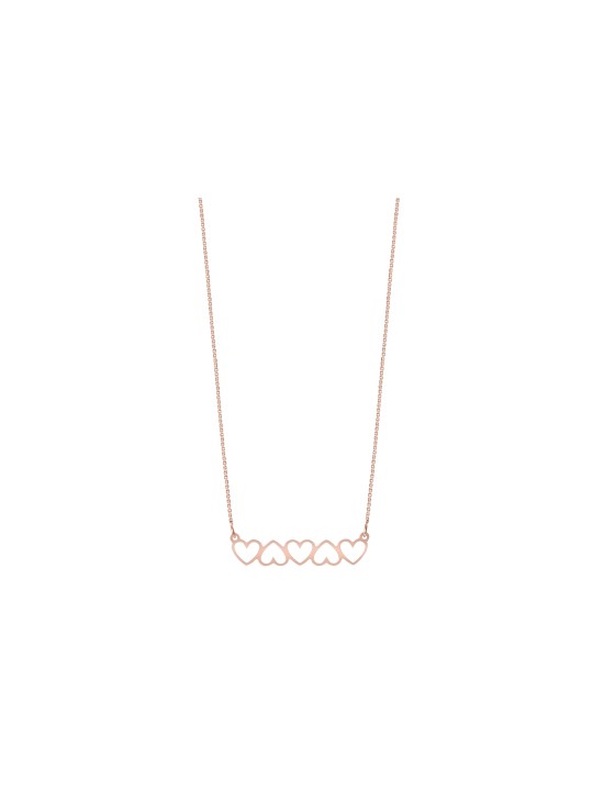 Collier horizontal creux à cinq cœurs en or 14 carats, cadeaux Tu B'Av, Isra
