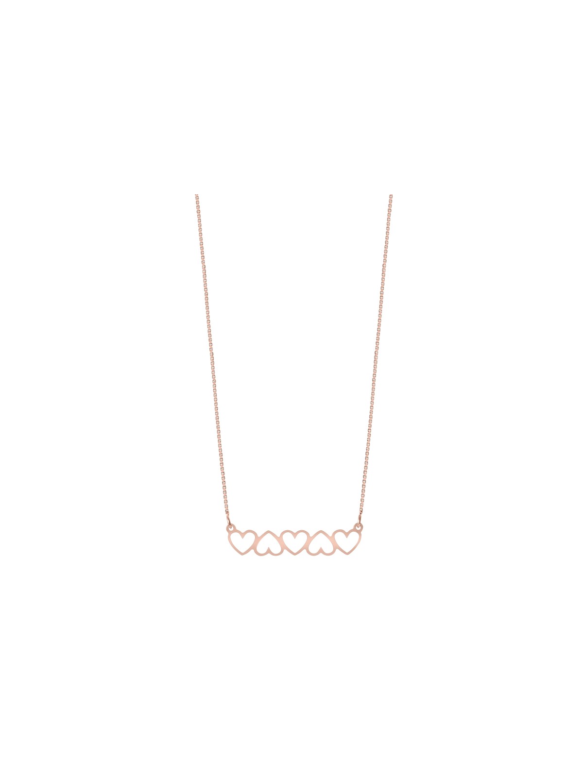 Collier horizontal creux à cinq cœurs en or 14 carats, cadeaux Tu B'Av, Isra