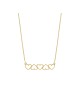 14k Gold Hollow Horizontal Five Hearts Necklace , Tu B'Av Gifts , Isra