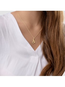 14K Gold Old Fashion Curly Design Small Size Chai  , Tu B'Av Gifts , I