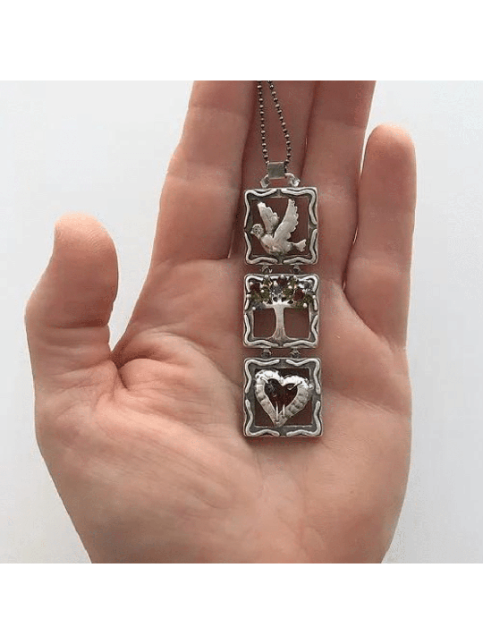 Fabuleux pendentif en forme de mobile en argent, collier familial en argent sterling