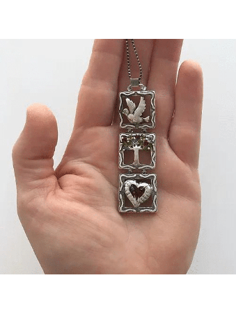 Fabulous Silver Mobile-Shaped Pendant , Sterling Silver Family Necklac